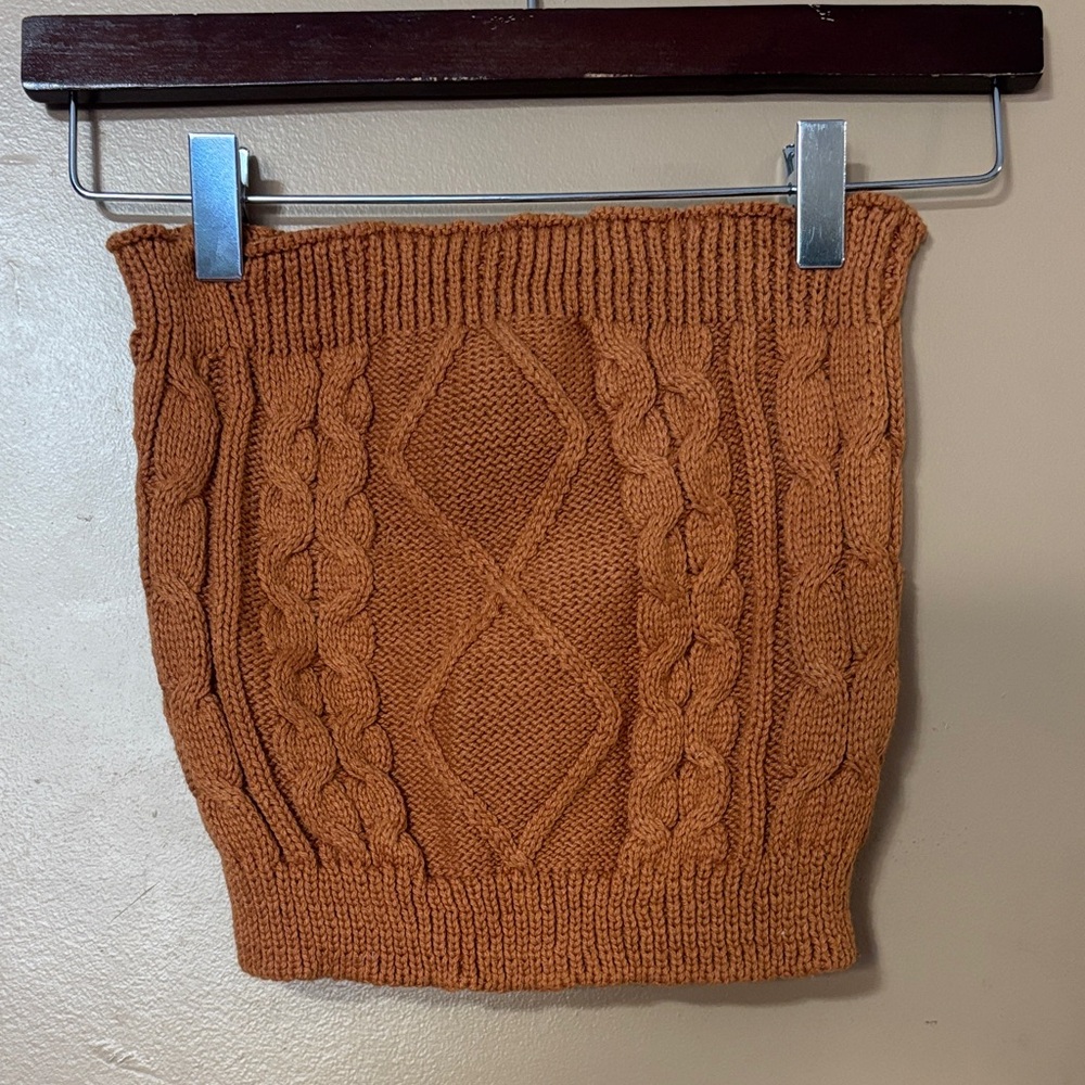 Cable Knit Tube Top in tan size small